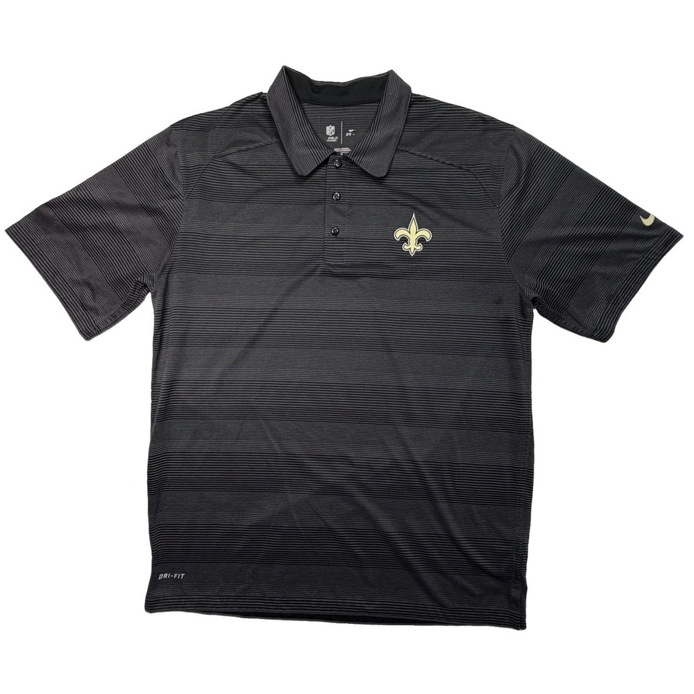 Nike New Orleans Saints Dri-FIT Field Apparel Polo Men's L Black Gold NFL